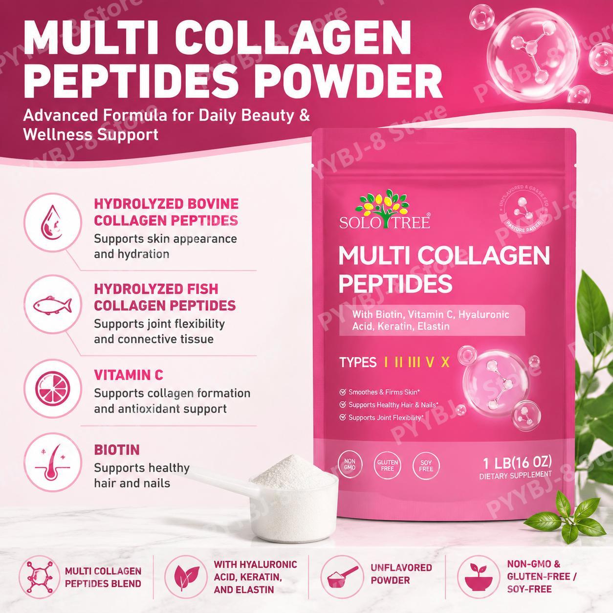 SoloTree Multi Collagen Peptid - Vitamin C Powder ulasan dan harga